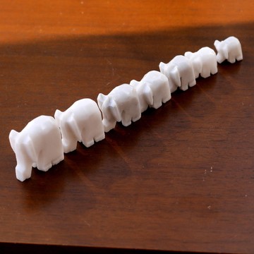 Muğla Beyazı 7'li Mermer Fil Seti - Dekoratif Fil Seti - 2