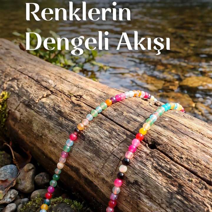 Multi Renk Akik Taşı Kolye - Çelik Aparatlı 4 mm Faset Kesim