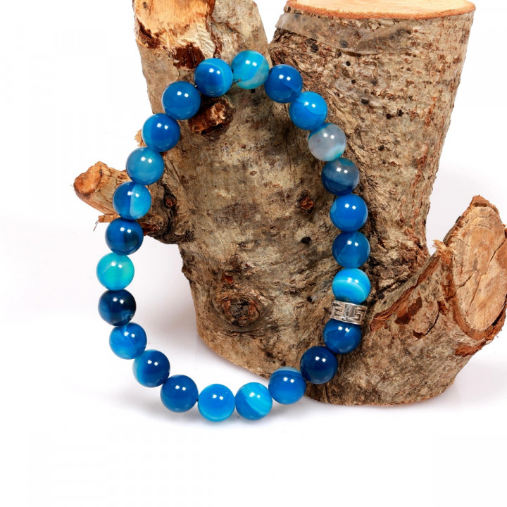 Nazarlı Mavi Akik Taşı Bileklik - 8 mm