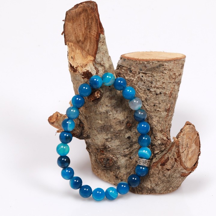 Nazarlı Mavi Akik Taşı Bileklik - 8 mm