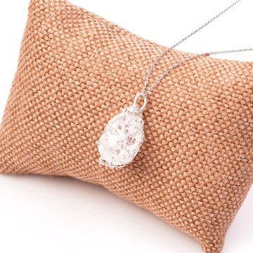 Necef Taşı Kolye - Gümüş Tel Sargılı - 2