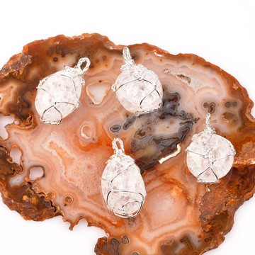 Necef Taşı Kolye - Tel Sargılı - 2