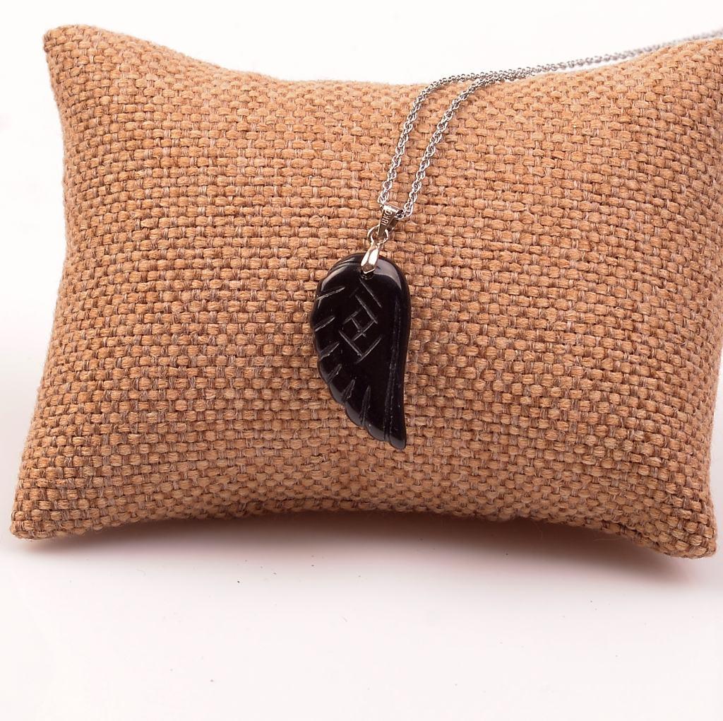 Obsidyen Stone Necklace Kanat Şeklinde