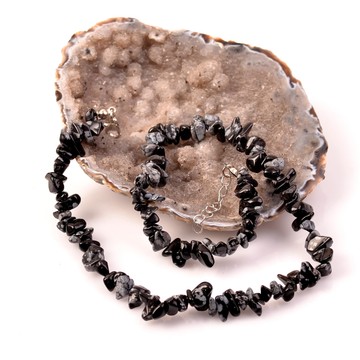 Obsidyen Taşı Şekilsiz Kolye - Kar Tanesi Obsidyen - 2