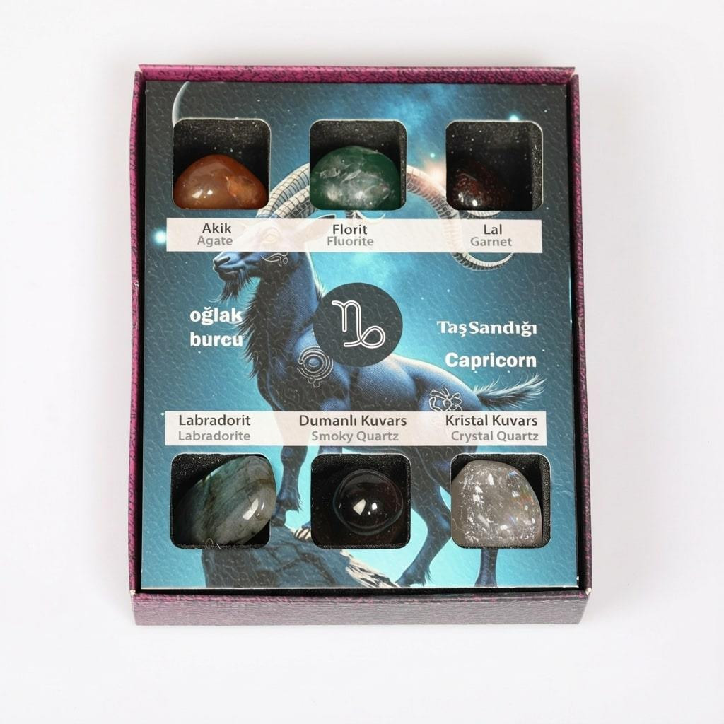 Oğlak Burcu Doğal Taş Seti – Karton Kutulu