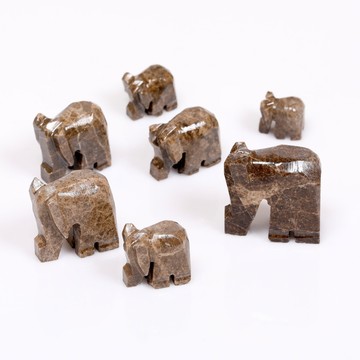 Olive Kahve 7'li Mermer Fil Seti - Dekoratif Fil Seti - 2