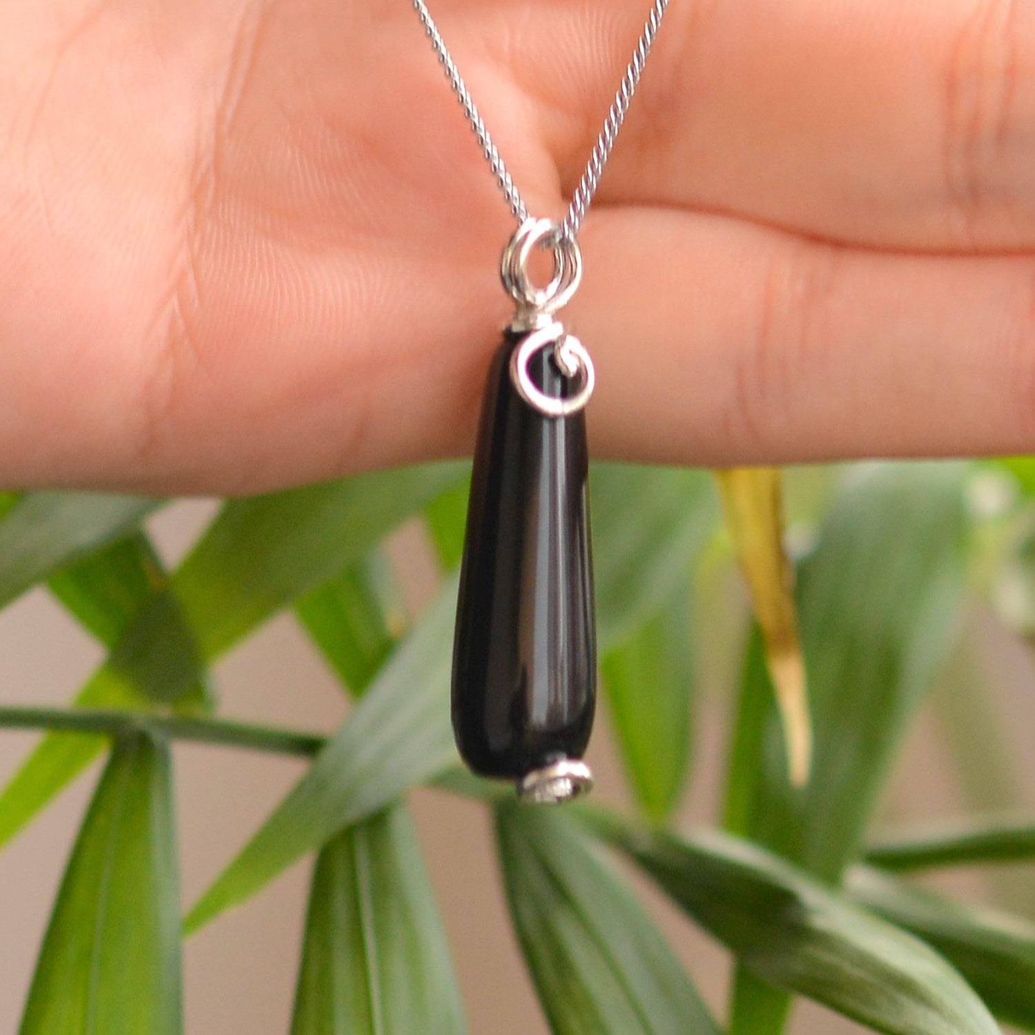 Onyx Stone Drop Necklace