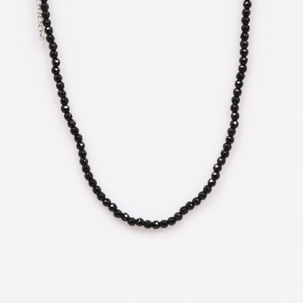 Oniks Taşı Dizi Kolye - 4 mm Faset Kesim - Çelik Aparatlı