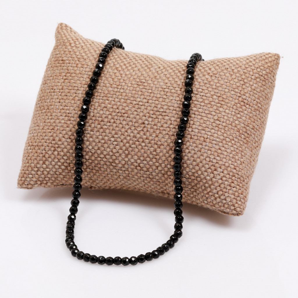 Oniks Taşı Dizi Kolye - 4 mm Faset Kesim - Çelik Aparatlı