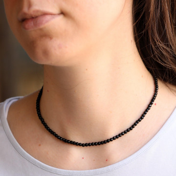 Oniks Taşı Dizi Kolye - 4 mm Faset Kesim - Çelik Aparatlı - 2