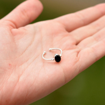 Oniks Taşı Gümüş Yüzük - Ayarlamalı - 2