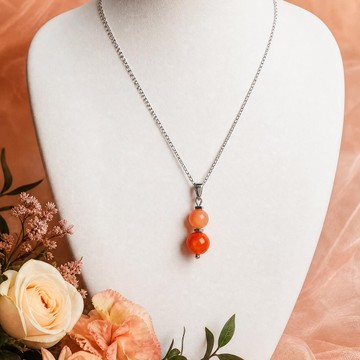 Kardan Adam Model Karnelyan Akik Taşı Çelik Kolye - 2