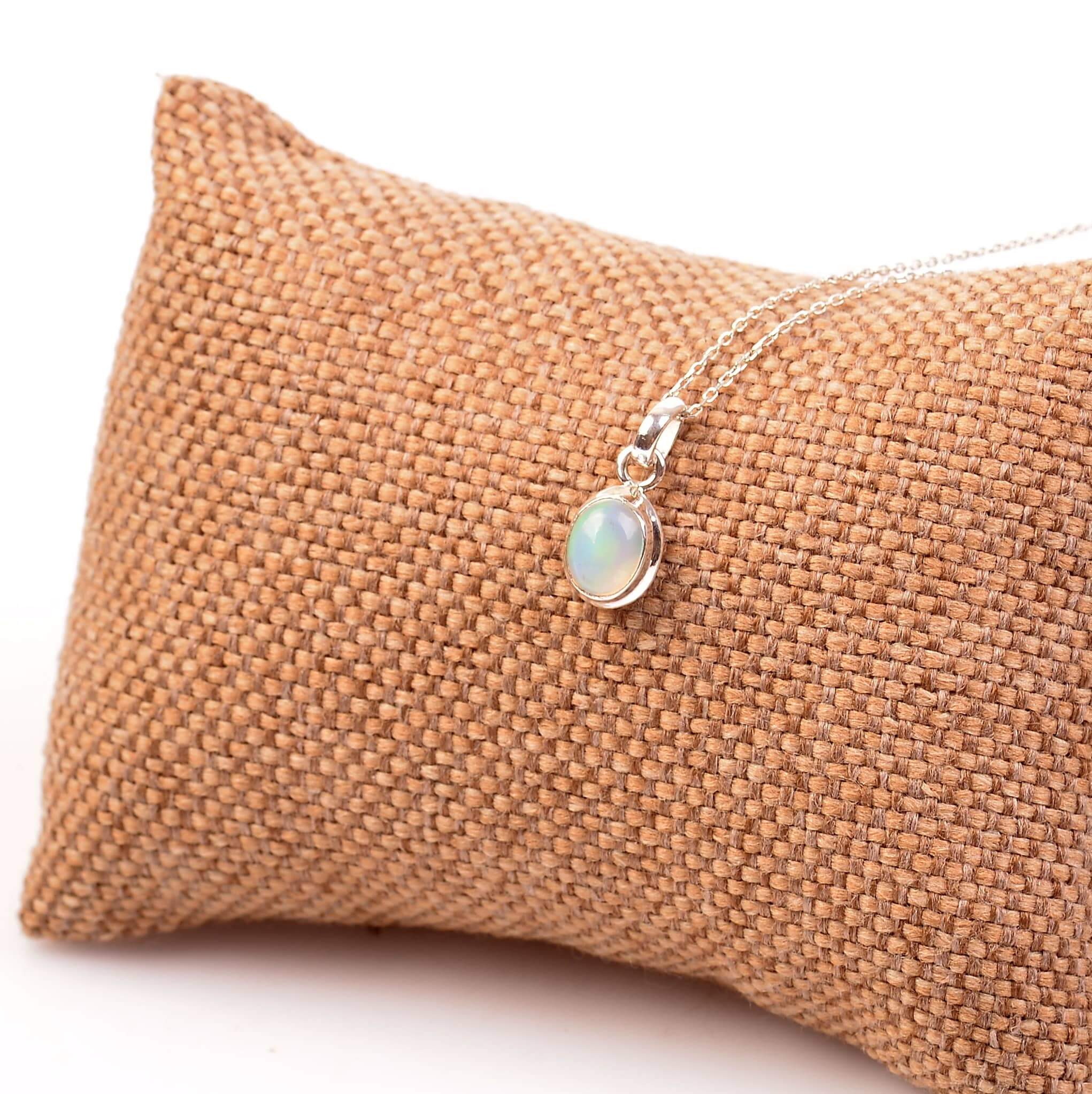 Opal Stone Silver Necklace