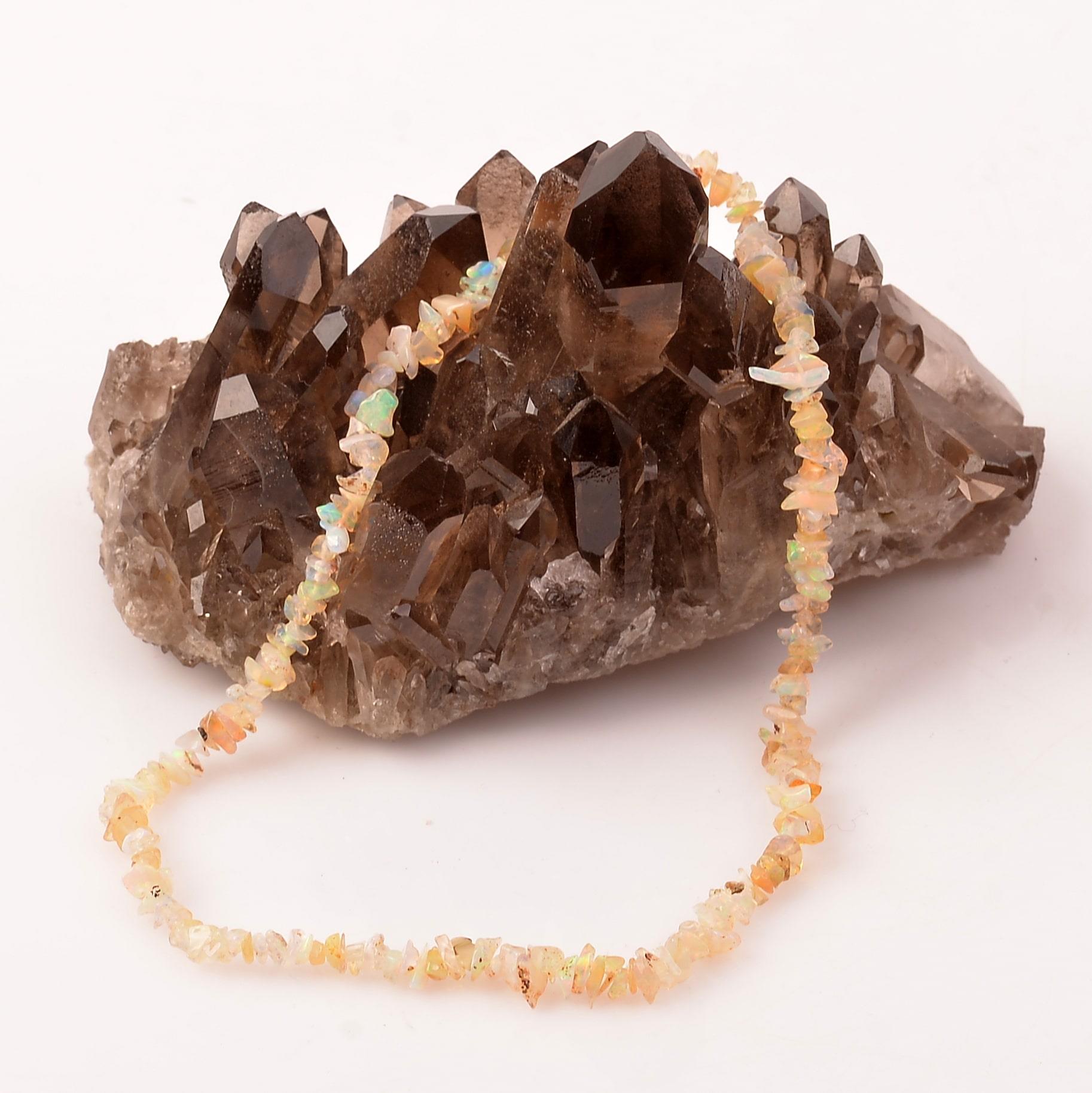 Opal Stone Silver Necklace