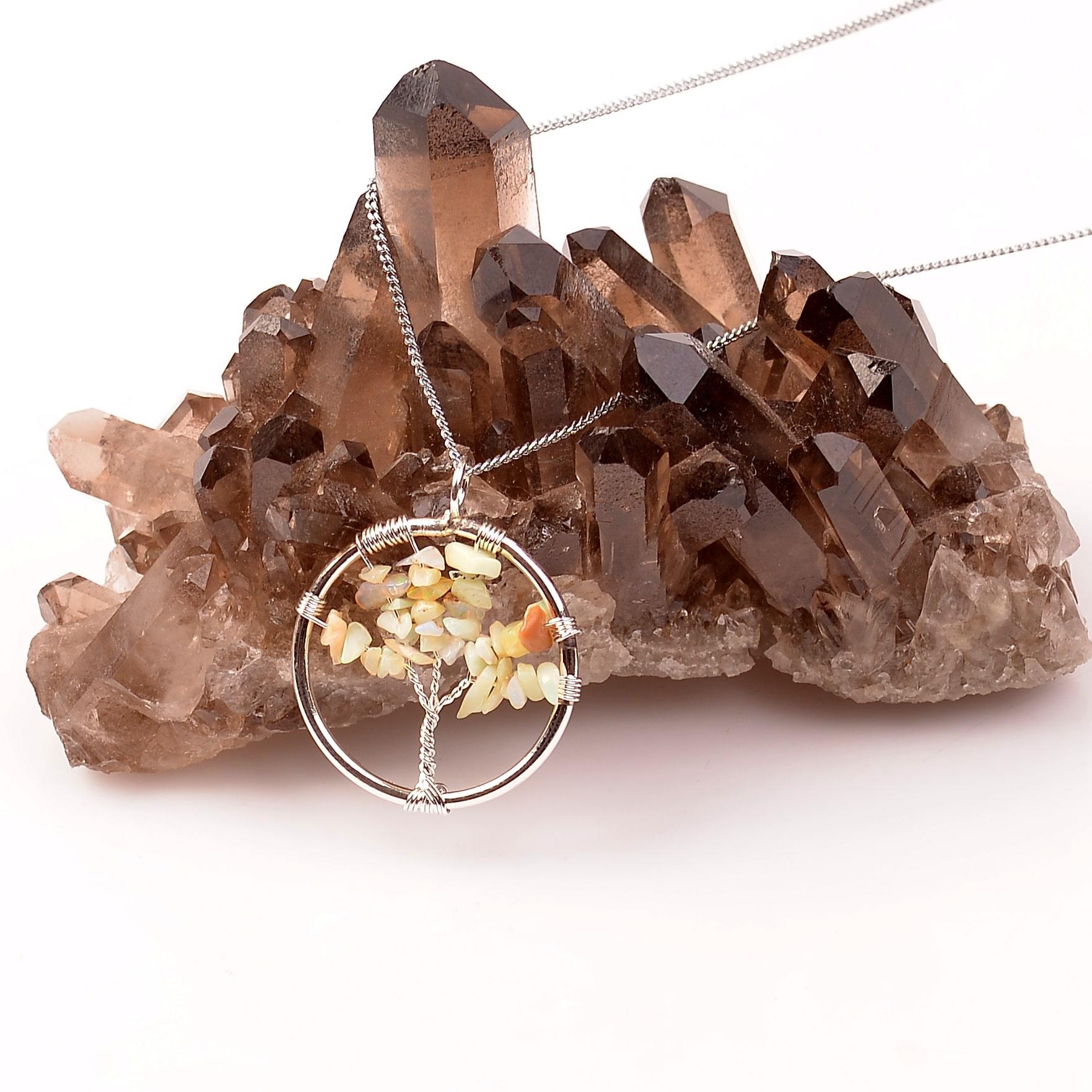 Opal Stone Hayat Tree Necklace Etiyopya Opali