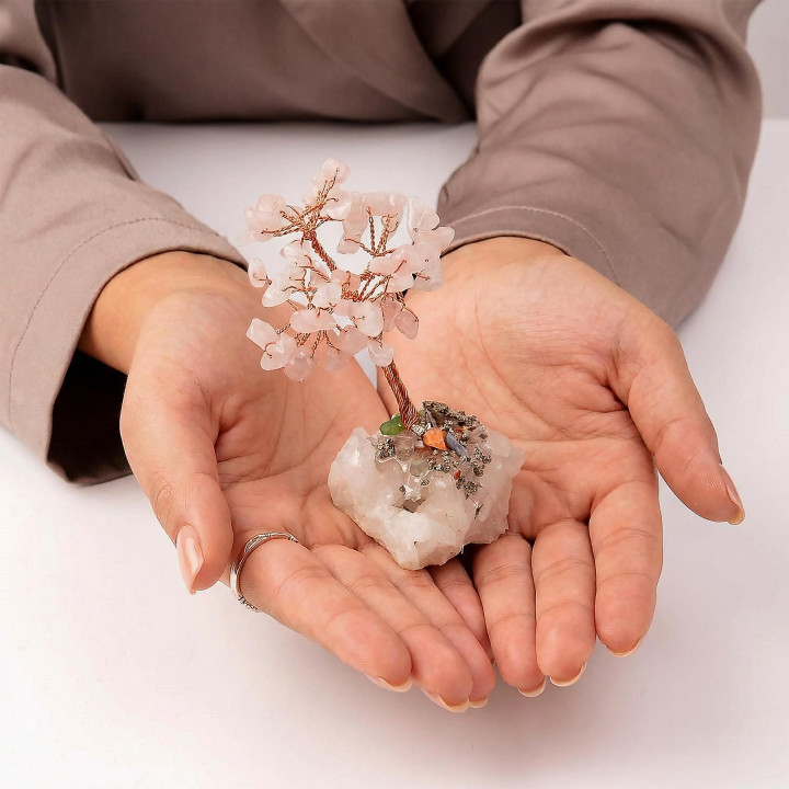 Pembe Kuvars Taşı Ağaç - Kristal Kuvars Tabanlı