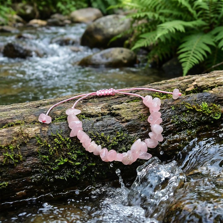 Pembe Kuvars Taşı Bileklik - Ayarlamalı