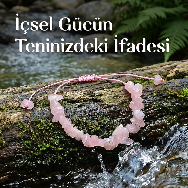 Pembe Kuvars Taşı Bileklik - Ayarlamalı
