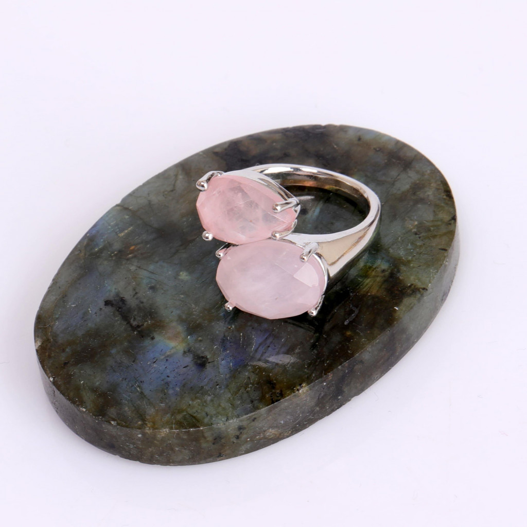 Pembe Kuvars Taşı İkili Yüzük Pembe Kuvars Taşı İkili Yüzük