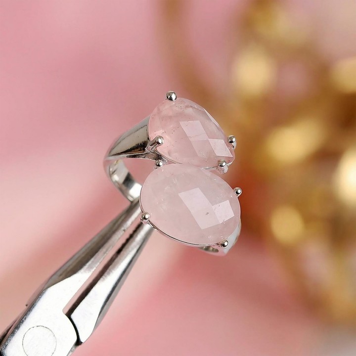 Pembe Kuvars Taşı İkili Yüzük