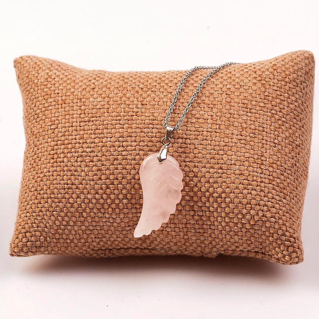 Pembe Kuvars Taşı Kanat Kolye