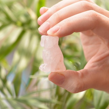 Pembe Kuvars Taşı Köpek Figürü - 4 cm - 2