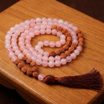 Pembe Kuvars Taşı Mala Tesbih - 108 Habbeli