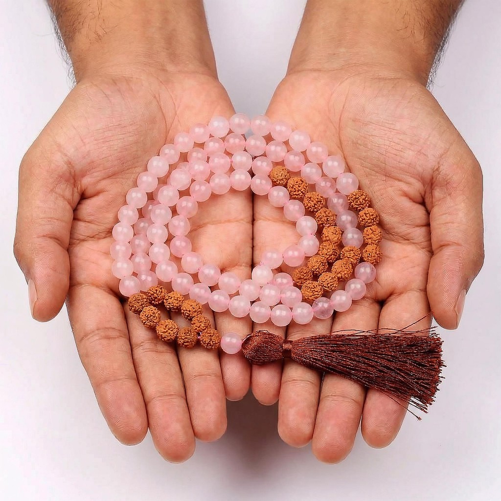 Pembe Kuvars Taşı Mala Tesbih - 108 Habbeli