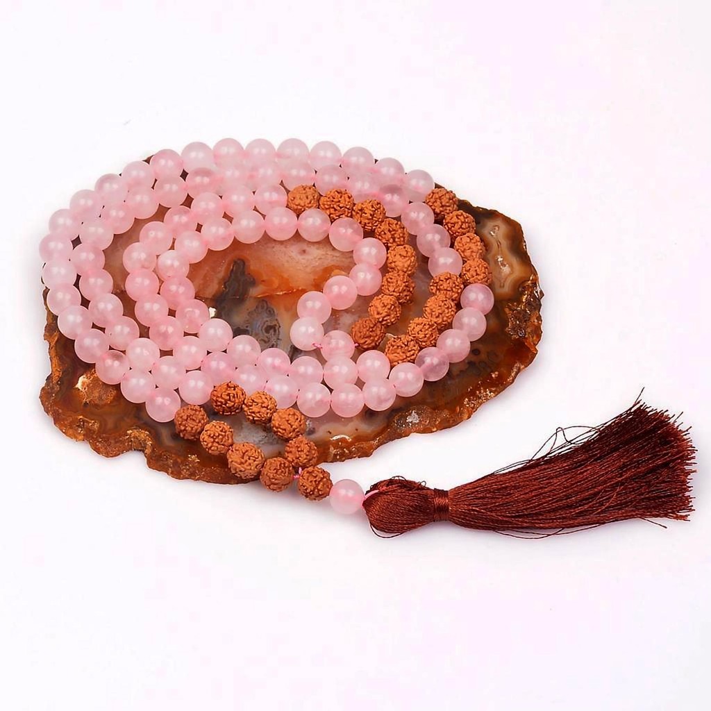 Pembe Kuvars Taşı Mala Tesbih - 108 Habbeli