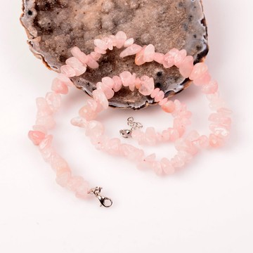 Pembe Kuvars Taşı Şekilsiz Kolye - 2