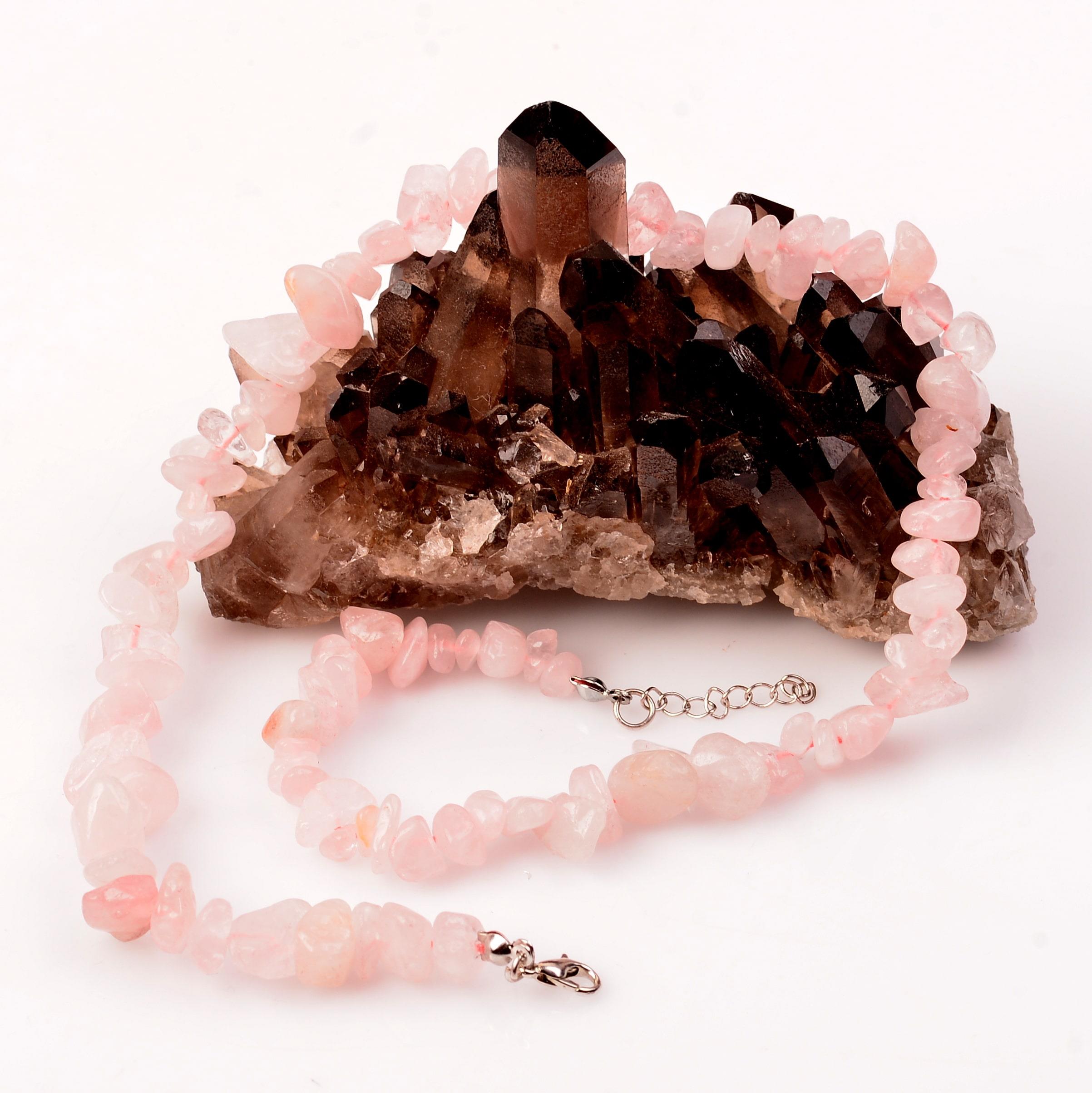 Pink Quartz Stone Şekilsiz Necklace