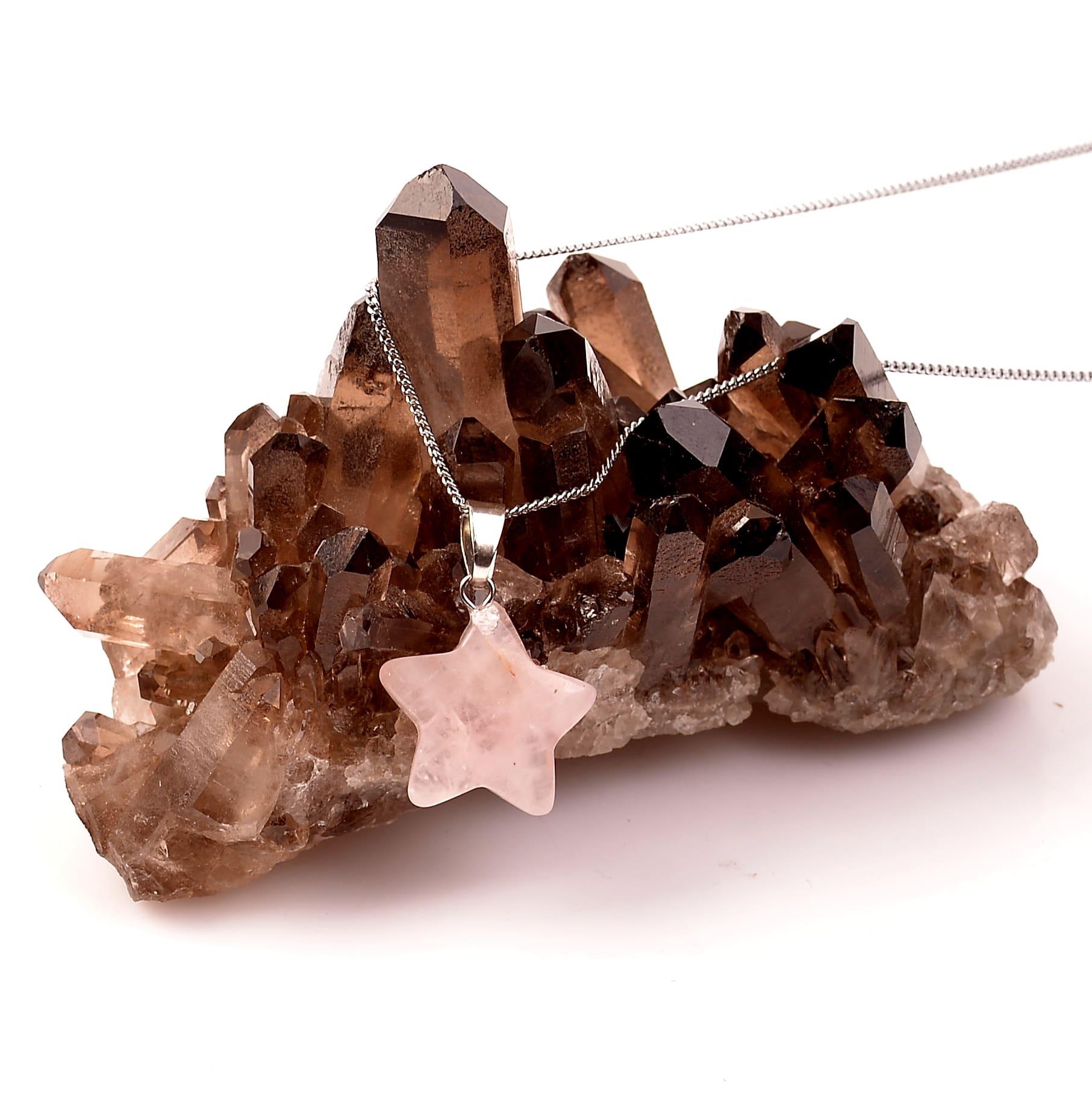 Pink Quartz Stone Star Şeklinde Necklace