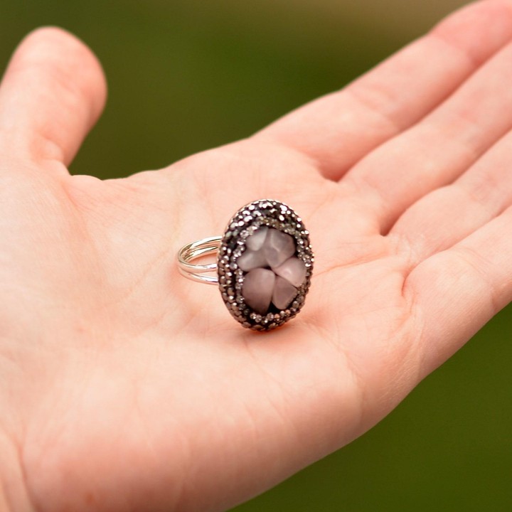 Pembe Kuvars Taşı Yüzük - Ayarlamalı - 2