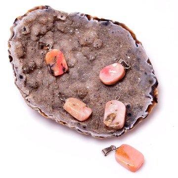 Pembe Opal Taşı Kolye - Çelik Malzemeli (Kararmaz) - 2