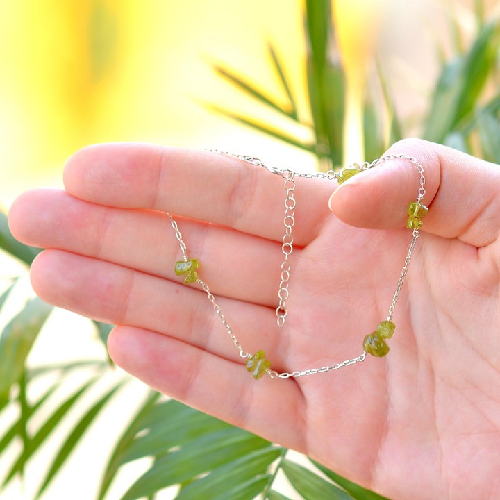 Peridot Taşı Gümüş Halhal - Zebercet Taşı - 2