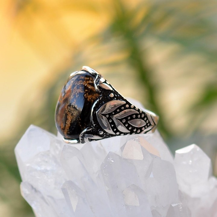 Pietersit Taşı Gümüş Yüzük - Erkek Yüzüğü