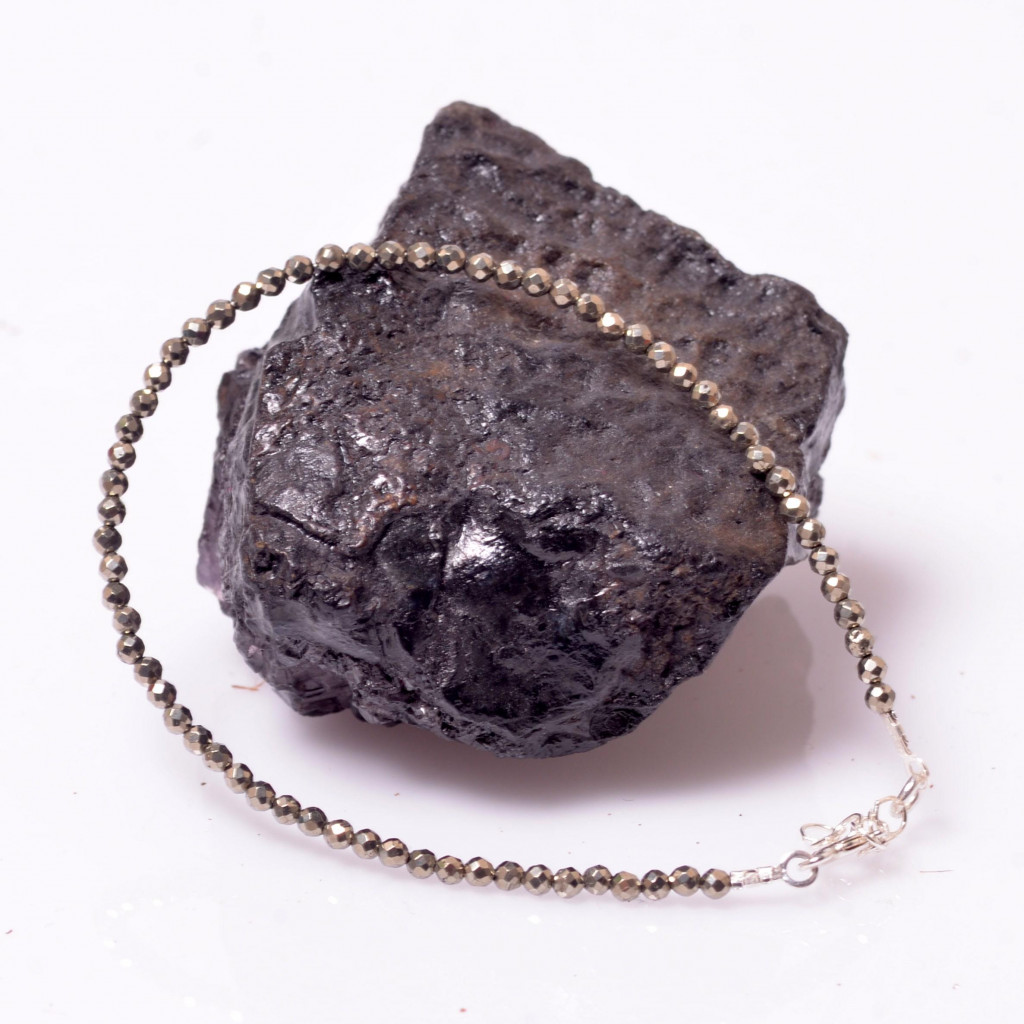 Pirit Taşı Gümüş Bileklik - 2 mm