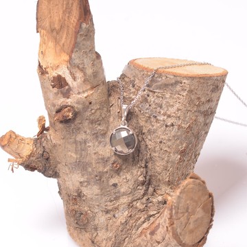 Pirit Taşı Gümüş Kolye - Dolunay Model - 2