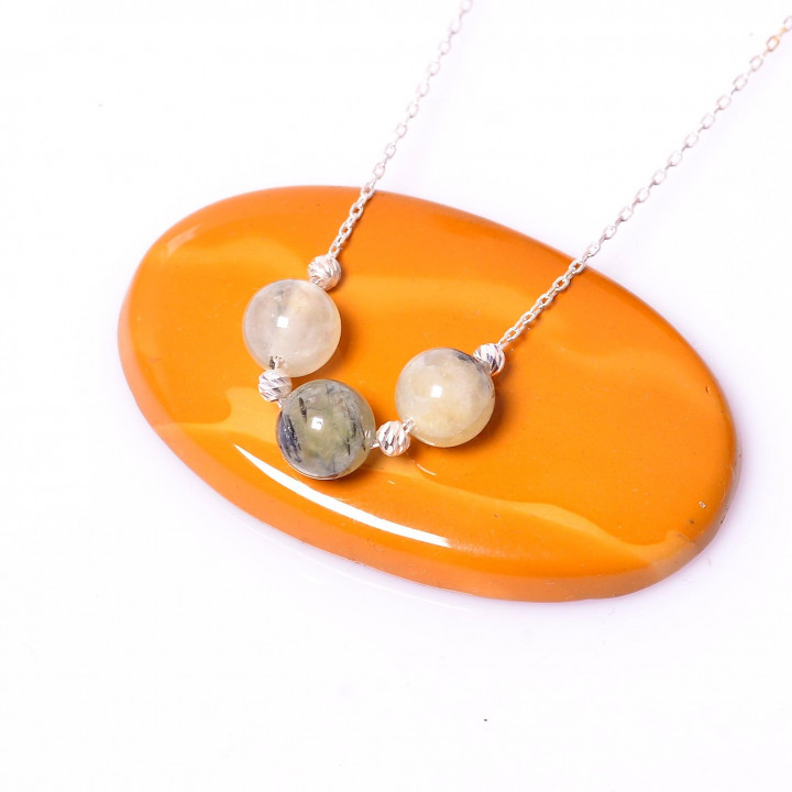 Prehnite Taşı Gümüş Kolye