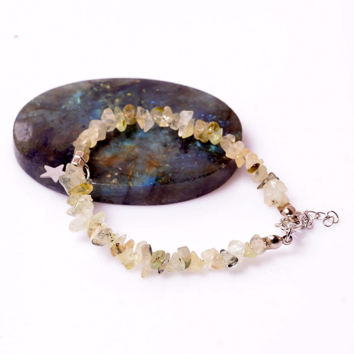 Prehnite Taşı Şekilsiz Bileklik - Kırık Taş Bileklik - 1