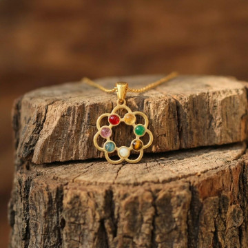 Altın Renkli Renk Çemberi Çakra Kolye ( Çelik Kolye ) – 7 Taşın Enerjisini Tek Formda Taşı - 2