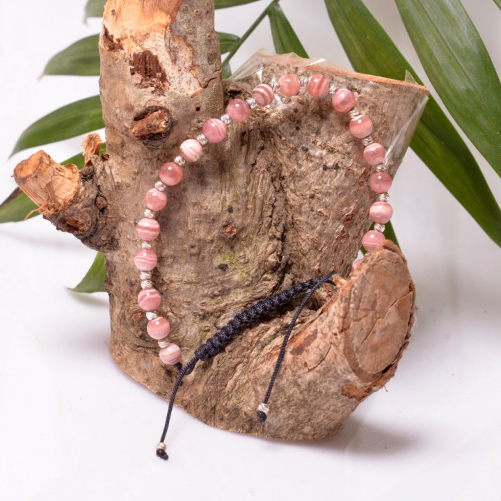 Rodokrozit Taşı Ayarlamalı Bileklik - Gümüş Toplu - 1