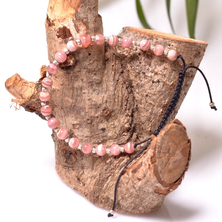 Rodokrozit Taşı Ayarlamalı Bileklik - Gümüş Toplu - 2