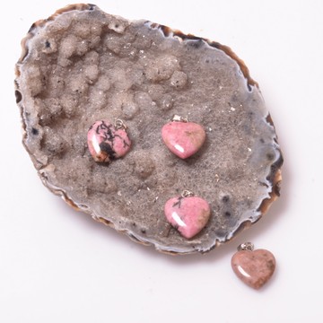 Rodonit Taşı Kalp Kolye - Küçük Boy - 2