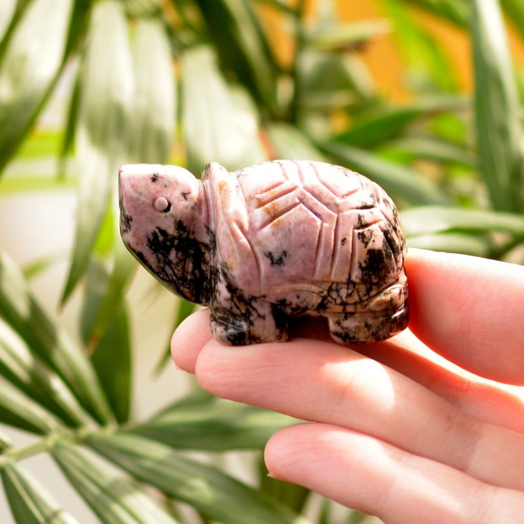 Rodonit Taşı Kaplumbağa Figürü - 5 cm