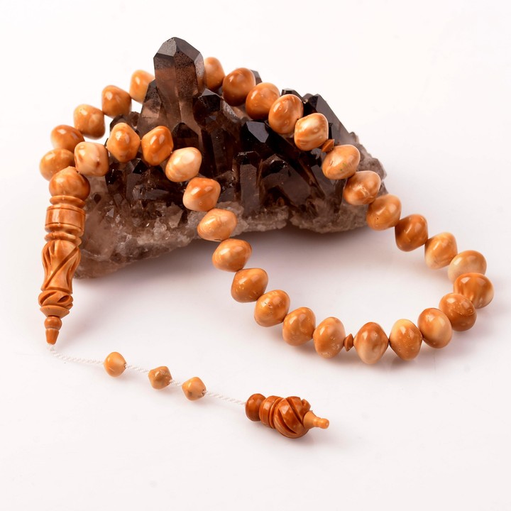 Rondel Kesim Beyaz Kuka Tesbih -10*12 mm  Saray Kukası