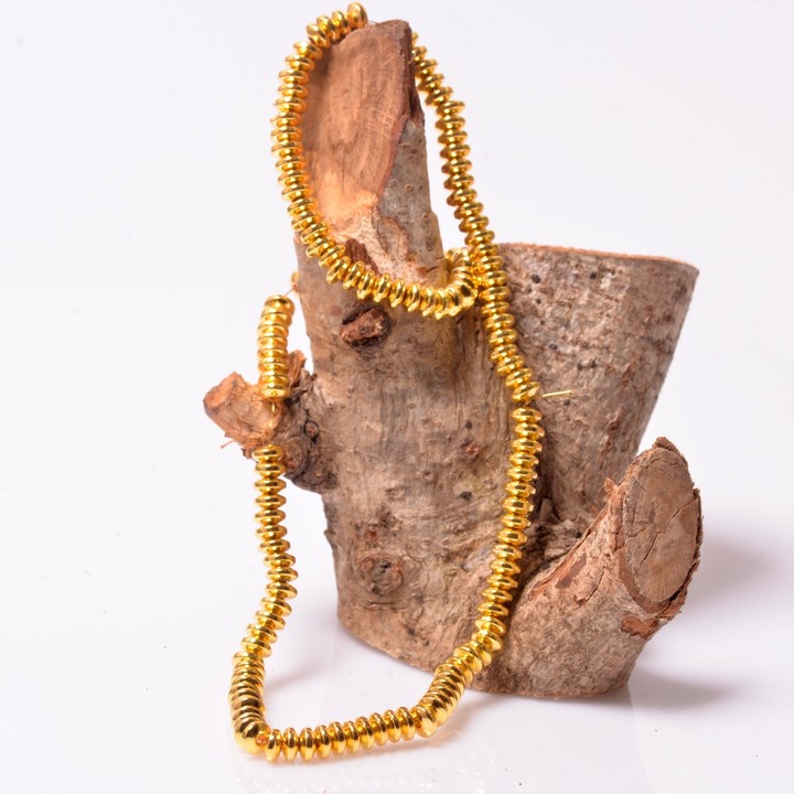 Rondel Kesim Hematit Taşı Dizi Sarı Renkli - 3*6 mm - 1