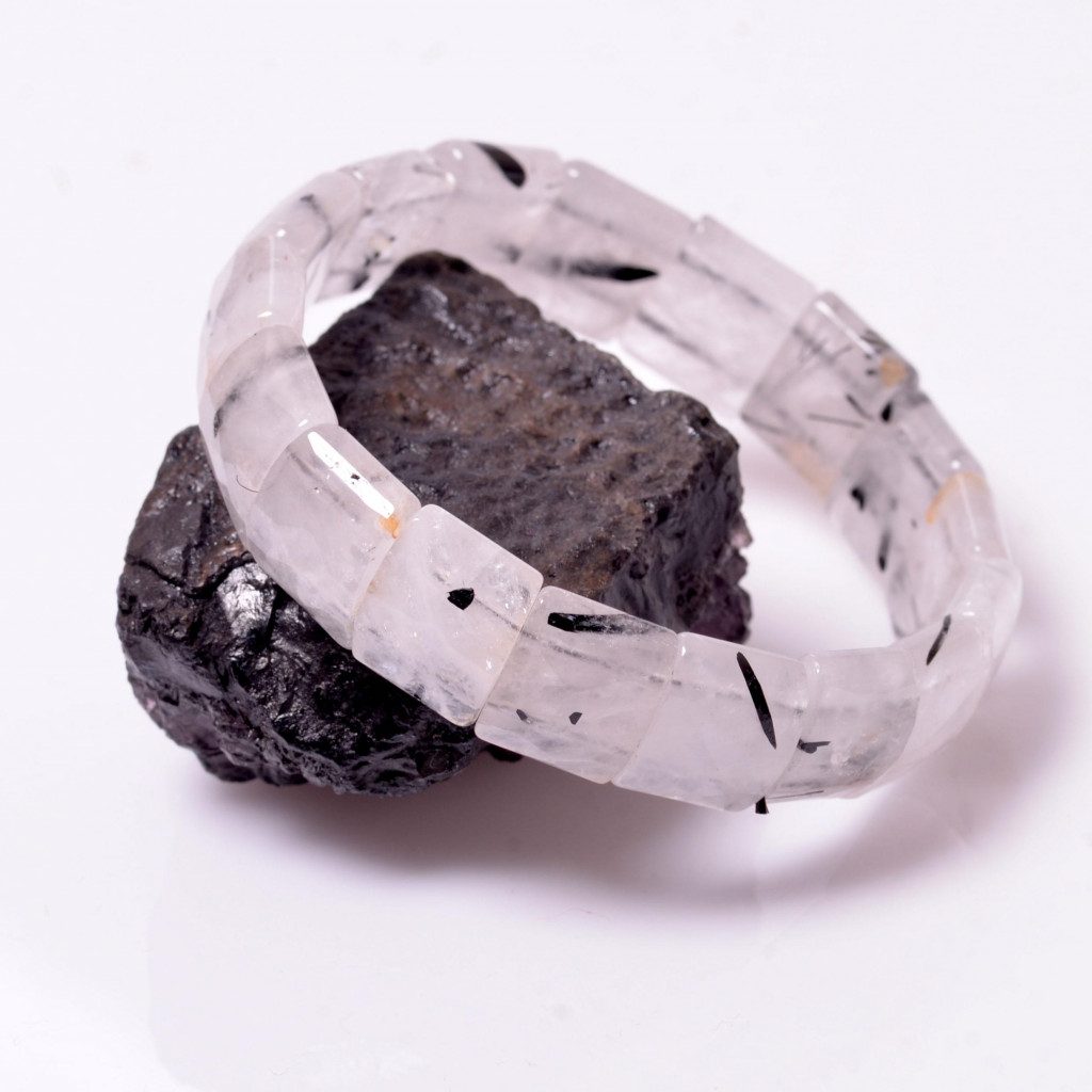 Rutil Kuvars Taşı Bileklik - Dörtgen Kesim