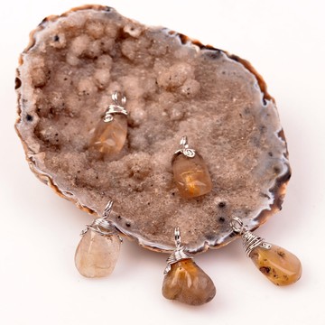 Rutilli Kuvars Taşı Şekilsiz Kolye - Golden Rutil - 2