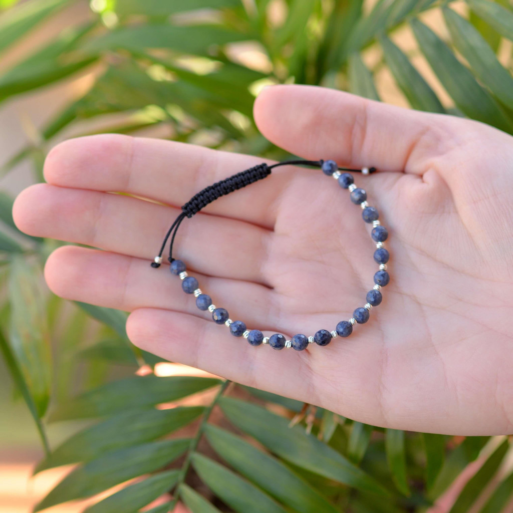 Safir Taşı Gümüş Bileklik - Ayarlamalı